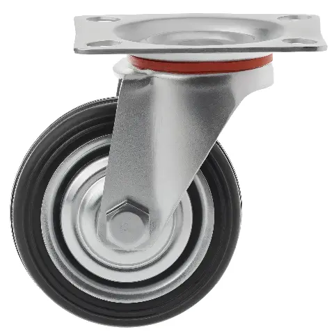Промышленное колесо 75 мм (УМЕНЬШ. площадка, поворотное, черная резина, роликоподшипник) - SC 931